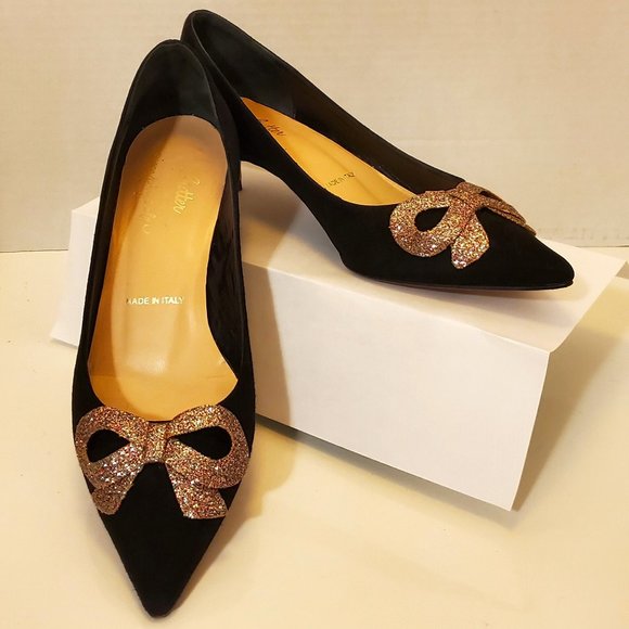 Butter Shoes Shoes - Butter Shoes kitten heel black suede & glitter
